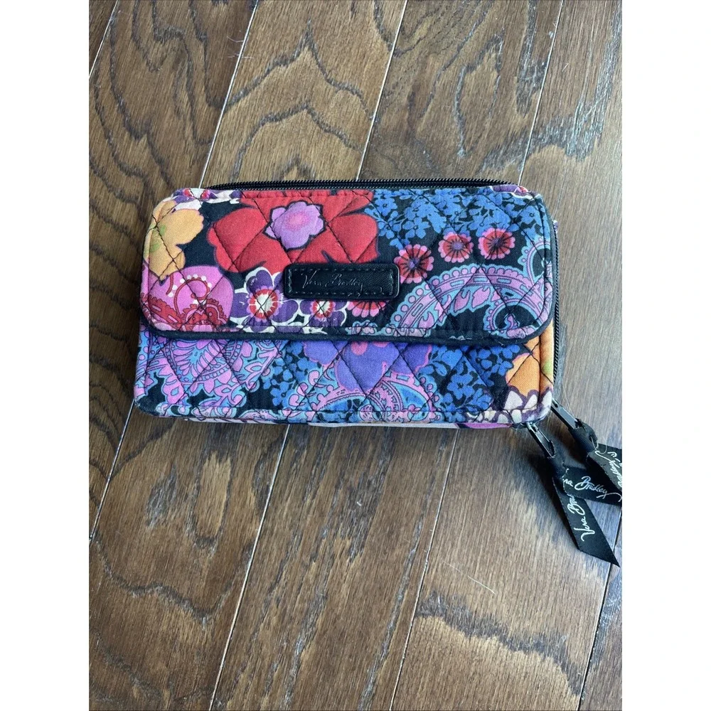 Vera Bradley All In One Crossbody Wristlet Floral Fiesta Retired *no Strap*